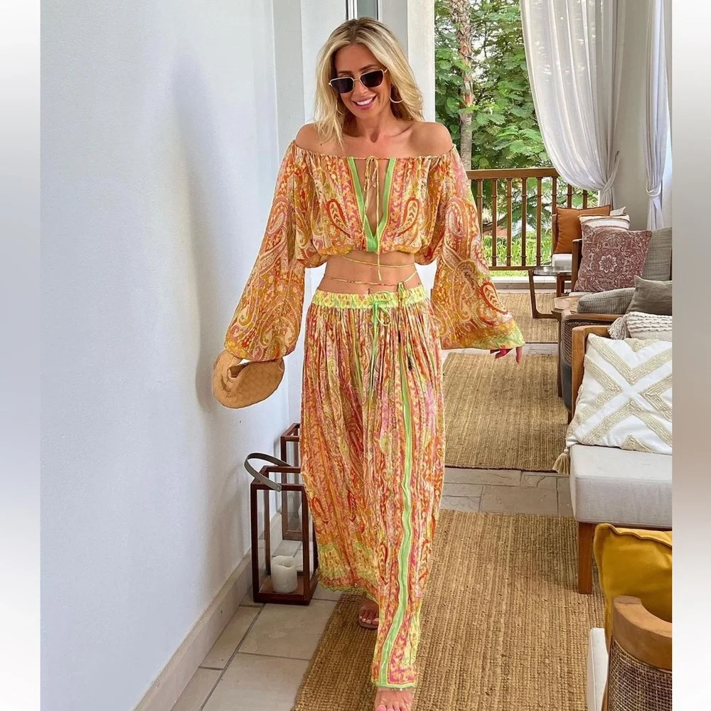 Zara Multicolor Off-Shoulder Top - Picture 1 of 10